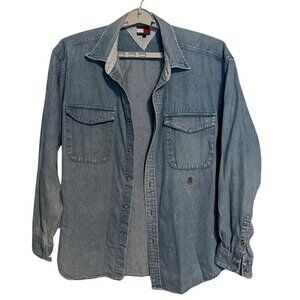 Vintage Tommy Hilfiger Denim Shirt XL — Classic Button Down Western Style